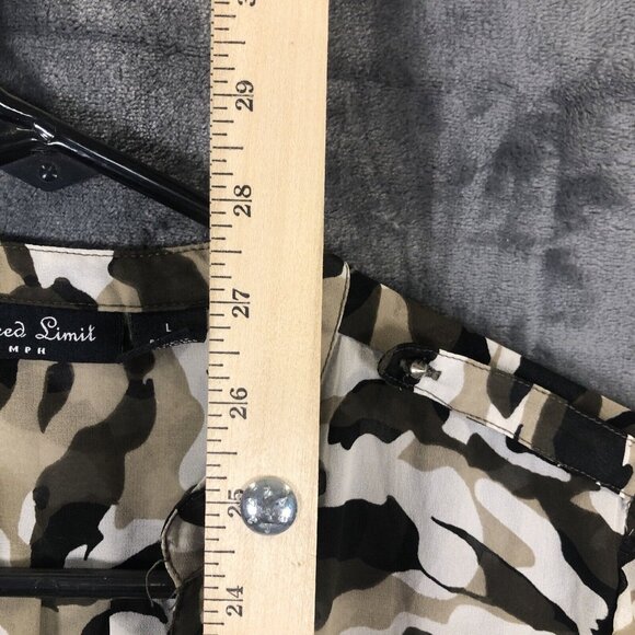 Speed Limit Black Brown Camouflage Blouse  Sliver Stud Buttons Size Large - Picture 4 of 9